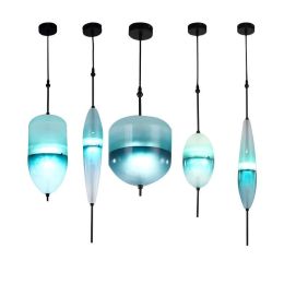 Nordic post modern LED chandelier living room dining room study bedroom light Internet cafe store Blue and white glass droplight