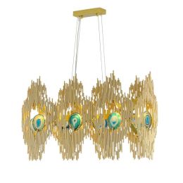 Nordic post modern pendant lights metal lamp body agate ornament gold luxury foyer hotel bedroom decoration LED G9 hanging light