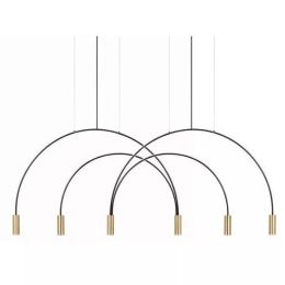 Nordic Post modern Simple LED Pendant lights Dining room Office Creative Black Gold Iron art Arcuate Droplight  LED Lighting