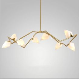 Nordic Roll Hill 8/12 Heads LED gold chandeliers luminaire light lamp white frosted glass shade gold suspended hanging light