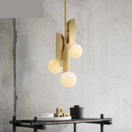 Nordic Small glass ball pendant lamp Bedside Bedside led light Concise modern Living Room Personality Copper  Hanging Lights