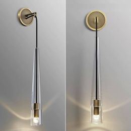 Nordic style bedroom light living room led wall lamp aisle simple modern crystal sconce wall lights copper bedside glass lamp
