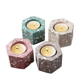 Nordic Style Cement Candle Holder Aromatherapy Candle Base Western Candlelight Dinner Night Light Multicolor Decoration Crafts