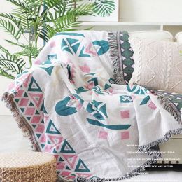 Nordic Throw Blanket Thread Sofa Cover Geometric Dust Protection Cover Slipcover Cobertor Blankets For Beds Tassel Christmas