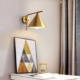 Northern Europe Copper Bedroom Bedside LED Wall Lamp Modern Minimalism Living Room Aisle Deco Wall Lights Fixture