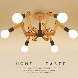 Northern Europe Restaurant Living Room Iron Ceiling Lamp Simple Modern Study Bedroom Clothing Wooden Ceiling Light Fixtures
