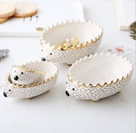 Pack of 4pcs Hedgehog bowl snack tray dessert bowl kids storage bowl organizer box ceramic cartoon bowl