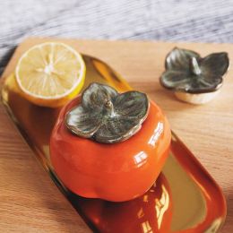 persimmon Tea can ceramics Seasoning tank Creative seal Decoration manual Mini spices storage box  canister  tea jar