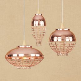 Plated Rose Gold iron pendant lights 3 styles Modern Industrial Vintage Metal BirdCage Creative hanging lamp for restaurant cafe