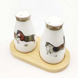 Porcelain salt and pepper shakers god horses desi bone  in salt bottle pepper bottle bone  salt pepper