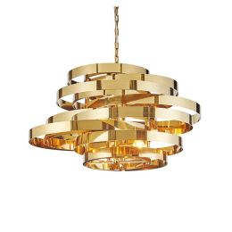 Post modern Art Deco Tornado LED pendant light stainless plating gold circle deisgn LED droplight 5pcs E14 lamp hotel hall store