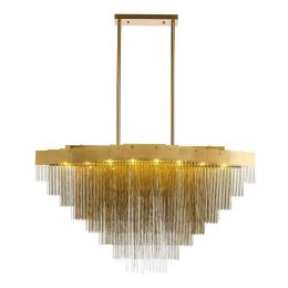 Post modern chandelier Nordic creative hotel lounge dining room decoration lamp American Gold aluminum chain G9 BULB droplight