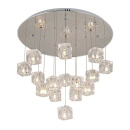 Post modern crystal  pendant lights clear square ice cube crystal luxury decoration LED droplights foyer hotel lighting fixture