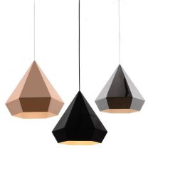 Post Modern D37cm H40cm Gold/Copper/Chrome Diamond Pendant Light Lamp Luminaire White/Black Irregular Iron Hanging Suspend Light
