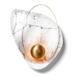 Post modern Designer Handwork Copper Wall lamps imitation marble texture Living room Bedroom Led wall mounted lighting fixture