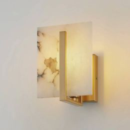 Post Modern Light Luxury Full Copper Wall Lamp American Simple Living Room Study Bedroom Villa Designers Like Real Marble Lamps