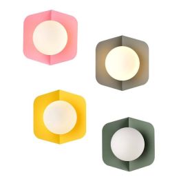 Post modern macaroon wall lamp lovely green yellow simple creative led bedside decoration light  living room corridor E27 lamp