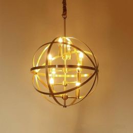 Post Modern Simple Bedroom Study Restaurant Circular Globe E14 LED Copper Chandelier Lamp American Luxury Home Decor Lights
