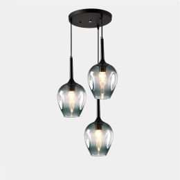 Postmodern glass pendant lights for Studio Luminaire Novelty glass cover stair lighting shopping Mall Black gold Suspension Lamp