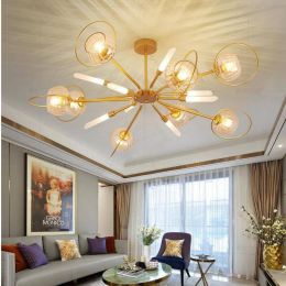 Postmodern Golden Living Room Led Chandelier Lamp Minimalist Art Restaurant cafe lights Iron ceiling fixtures home led Luminaire