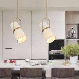 Postmodern Light Luxury Bedroom Bedside Lamp Fabric Minimalism Brass Art Hanglamp Balcony Decorative Led Pendant Lamps