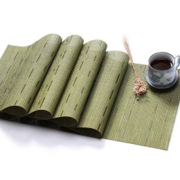 PVC Pure Color Eat Mat Bamboo Weave Table Mat Environmental Protection Insulation Home Decoration Mat Table Decoration