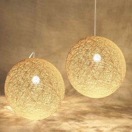 Randi Hand Woven Vine Globe 1-Light White Rattan Pendant Light