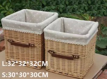 Rattan storage basket basket with handle portable TV cabinet storage basket coffee table storage drawer basket