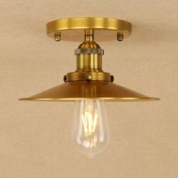 Creative Industrial style ceiling lamp,gold/rusty metal lampshade vintage ceiling light for loft bedroom light fixture