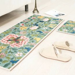 Retro flowers pattern MAT Square Cushion Kitchen Door Pad Bathroom Non-slip Remove dust Door Mats Table Carpet Bedding mats rugs