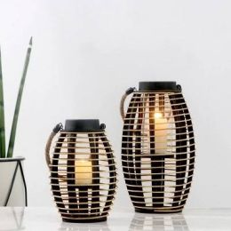 style nostalgic wooden rattan creative windproof candle holder tea house courtyard model decoration ornaments