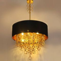 Round gold Restaurant Lighting  Luminaire Suspendu Hotel Living Room Art Pendant lights Cloth shop Pendant lamp Home Lighting