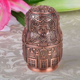 Russian Classic Matryoshka Automatic Toothpick Holder Box Metal Art Craft Vintage Home Decoration Creative Gift Ornaments