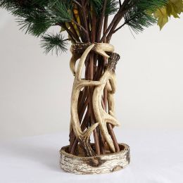 Rustic Resin Deer Antler Vase Hollow-Out Decorative Flower Holder
