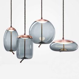 Scandinavian glass Pendant Lights nordic stained glass lampshade creative hanglamp for Restaurant Bar Kitchen living room deco