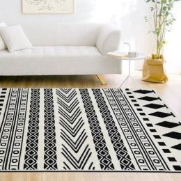Simple modern black and white Nordic geometric carpet living room coffee table bedroom full shop large window tatami mat custom
