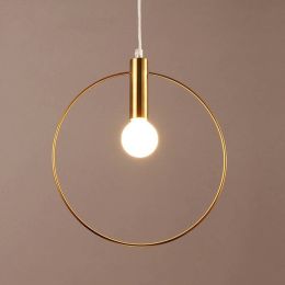 Simple Post Modernity Iron Hanging Lamp for Restaurant Bar Cafe Northern Europe Annular Hall Chandelier Lighting Fixtures