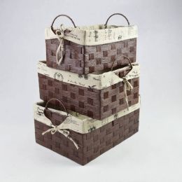Simple rattan storage box Handmade grass shelf basket Pastoral Creative trumpet desktop underwear debris snack box