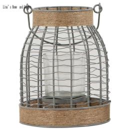small hurricane metal wire candle holder lantern