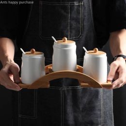 Spice jar combination arch bridge type Creative Ceramic Spice Box Spice Jar Household Oil Salt Pepper Seasoning Box Combination