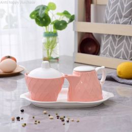 Spice jar combination Creative Ceramic Spice Box Spice Jar Household Oil Salt Pepper Seasoning Box Combination Small pot