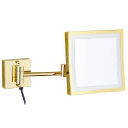 Square Makeup Mirror 3X Magnifying Single side with 50 LED Light/bulbs for Cosmetic &amp;amp; Skin Care &amp;amp; Shaving, Polished Gold M1802DJ