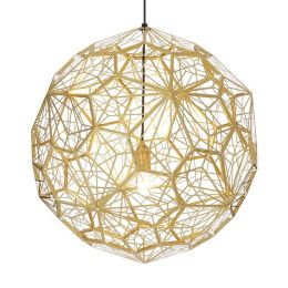 Stainless Steel LED Pendant Light etching Kung 50cm Chrome Gold drop light Ball Foyer Dining Room Cafe Hotel Fixture E27 lamp