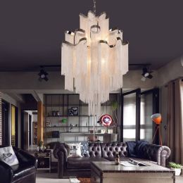 staircase engineering lamp luxury design chain tassel pendant lamp aluminum chain Tassel Pendant Light Modern Creative Light