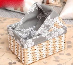Storage box desktop straw rattan woven storage basket porch coffee table snacks debris storage basket fabric