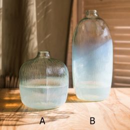 Stylish Minimalist Semitransparent Handblown Glass Vase Light Blue Bottle Glass Table Vase Floor Vase