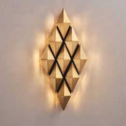 Suspension luminaire Modern Simple Diamond LED Wall Lamp for Corridor Background Hanglamp Hotel Hall Decoration Light Fixtures