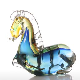 Blue Fantastic Horse Glass Figurine Feng Shui Figurine Home Decor Animal Favor Gift Glass Craft Decoration For Home