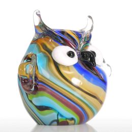 Colorful Owl Figurines Glass Ornament Mini Animal Statuettes Home Decor Multicolor Modern Home Decoration Accessories