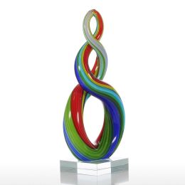Colorful Ribbon Glass Figurine Home Decor Abstract Ornament Craft Gift Glass Figurine For Home Office